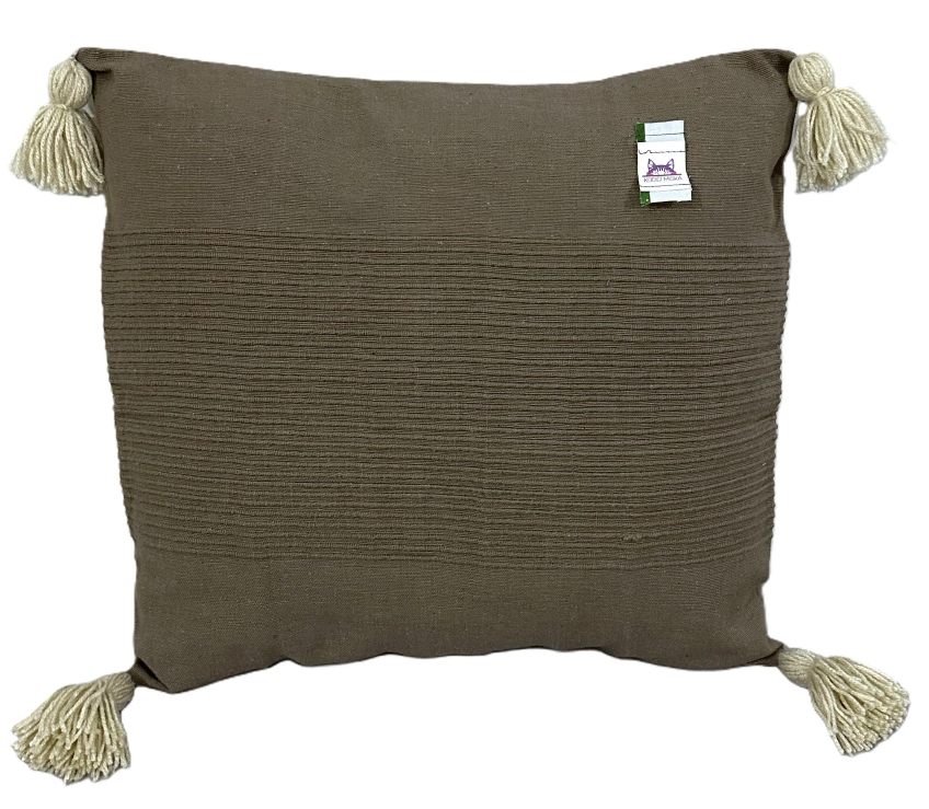 Potah na polštářek Khaki se střapci č. 1